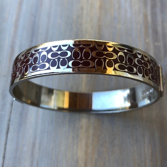Coach Brown & Silver Poppy Monogram Bangle!